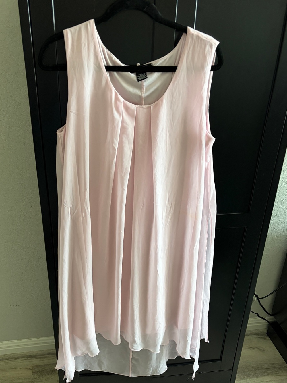 Elie McCarthy Blush Pink Chiffon Overlay Dress - Sleeveless High Low - Size L